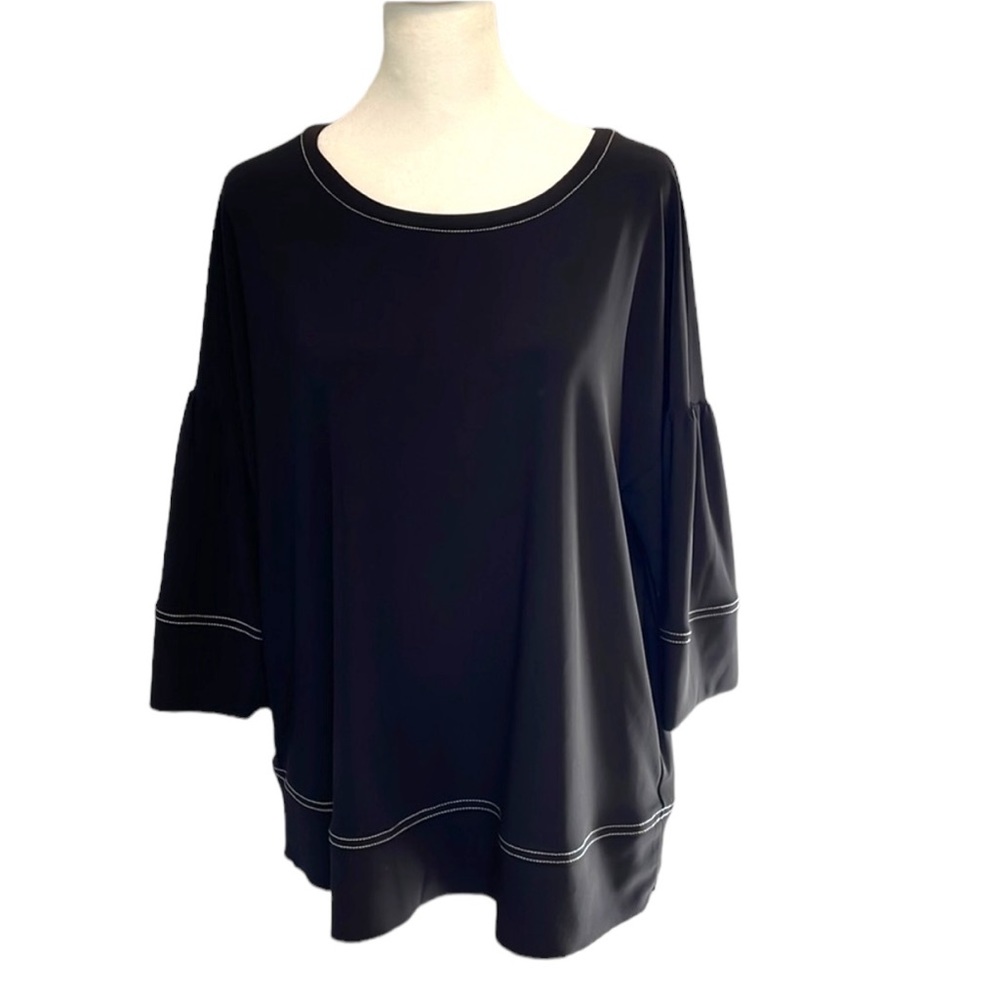 Last Tango black with white stitching bell sleeve top. NWT. Size L